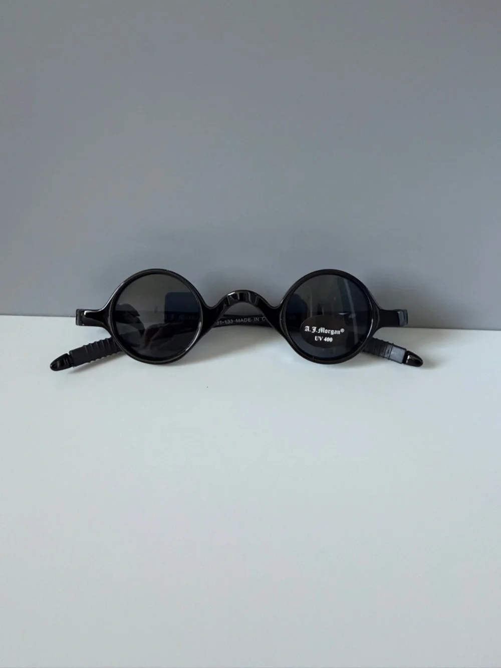 ASOS AJ Morgan avant garde cyberpunk little black round lens sun glasses